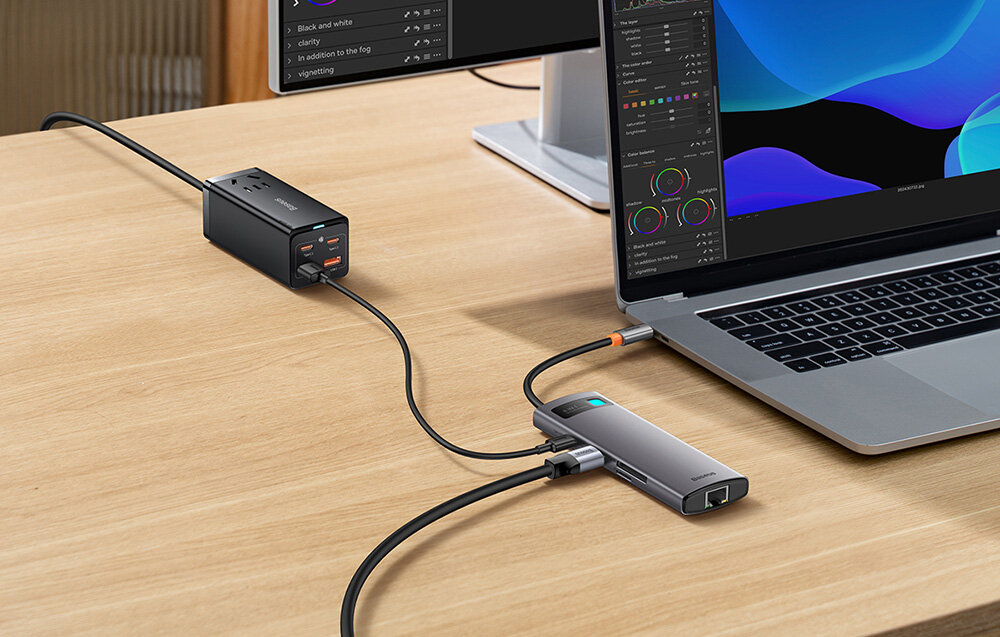 Stacja dokująca BASEUS StarJoy wygoda korzystanie możliwości laptop przesył pliki port HDMI transmisja dane szybkie ładowanie przydatny na co dzień dopsowanie