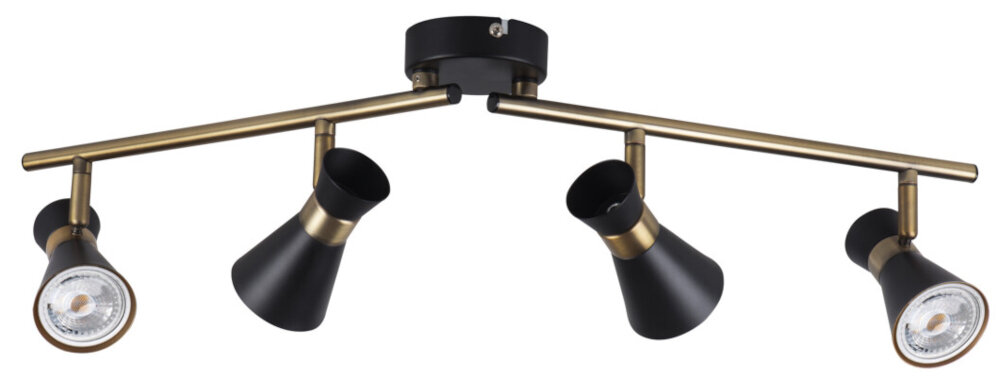 Lampa ścienno-sufitowa KANLUX Mileno EL-4I B-AG Czarno-złoty swobodna regulacja kierunku strumienia swiatla dwa zakresy regulacji zakres horyzontalny o 300 stopni zakres wertykalny o 80 stopni