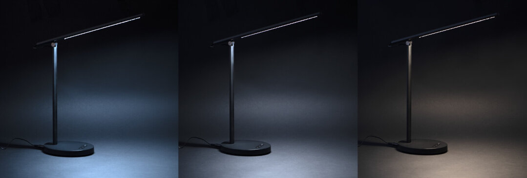 Lampka biurkowa KANLUX Rexar LED B wbudowane źródło światło możliwości panel dotykowy sterowanie temperatura barwa trzy zakresy kolor atmosfera oświetlenie