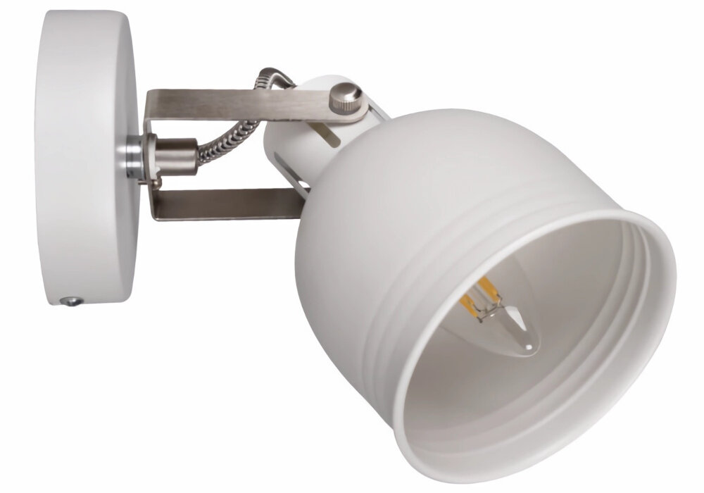 Lampa ścienno-sufitowa KANLUX Derato EL-1O W-SR Biało-srebrny oprawa scienno-sufitowa w stylu retro funkcjonalna estetyczna w czarno-bialym kolorze