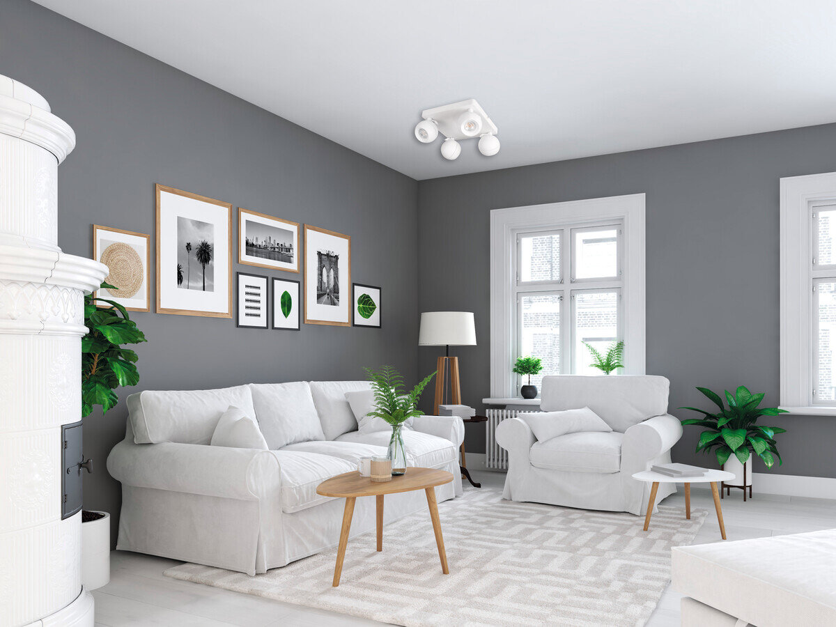 Lampa sufitowa KANLUX Galoba EL-4O W Biały biala obudowa prosty elegancki do sypialni salonu korytarza przyjemne kierowane oswietlenie glowne zrodlo switla subtelny nastroj