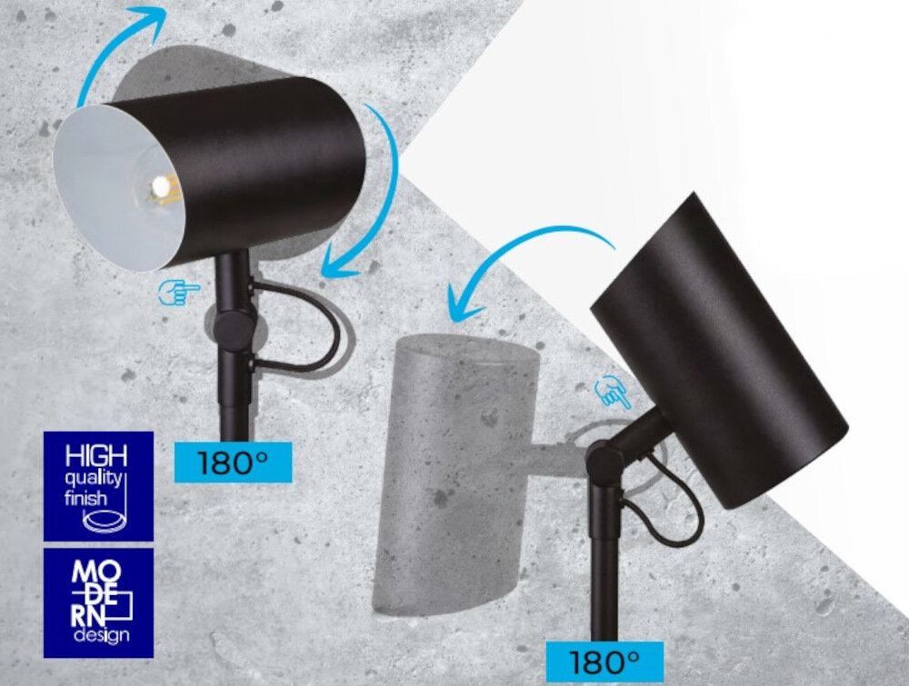 Lampa stołowa KANLUX AGZAR E14 B swobodna regulacja kierunku strumienia swiatla w zakresie horyzontalnym o 180 stopni w zakresie wertykalnym o 180 stopni