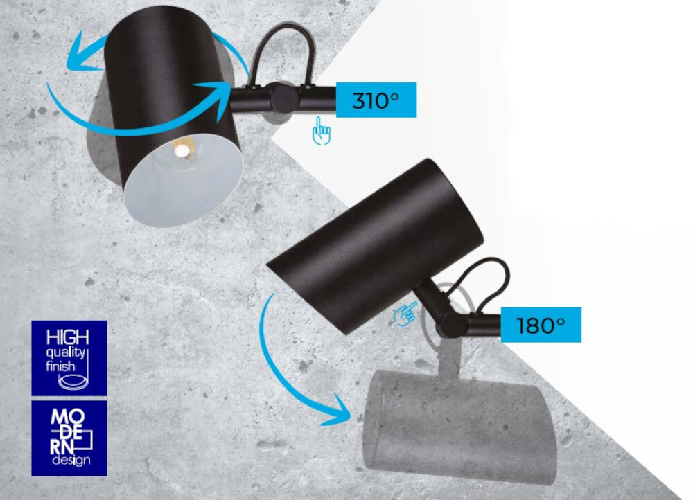 Lampa sufitowa KANLUX Agzar C 3xE14 W swobodna regulacja kierunku strumienia swiatla w zakresie horyzontalnym o 310 stopni w zakresie wertykalnym o 180 stopni