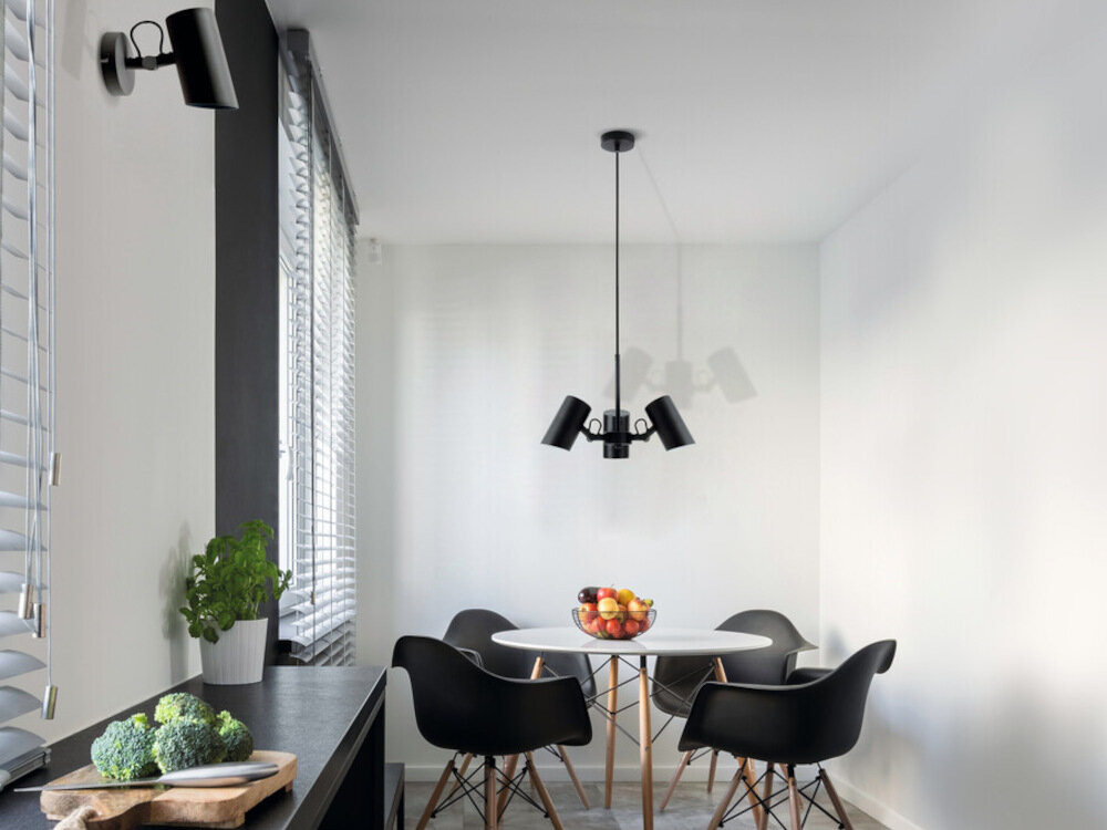 Lampa ścienno-sufitowa KANLUX Agzar EL-1O W prosta geometryczna forma bialy kolor z wysokiej jakosci stali przewody w materialowym oplocie
