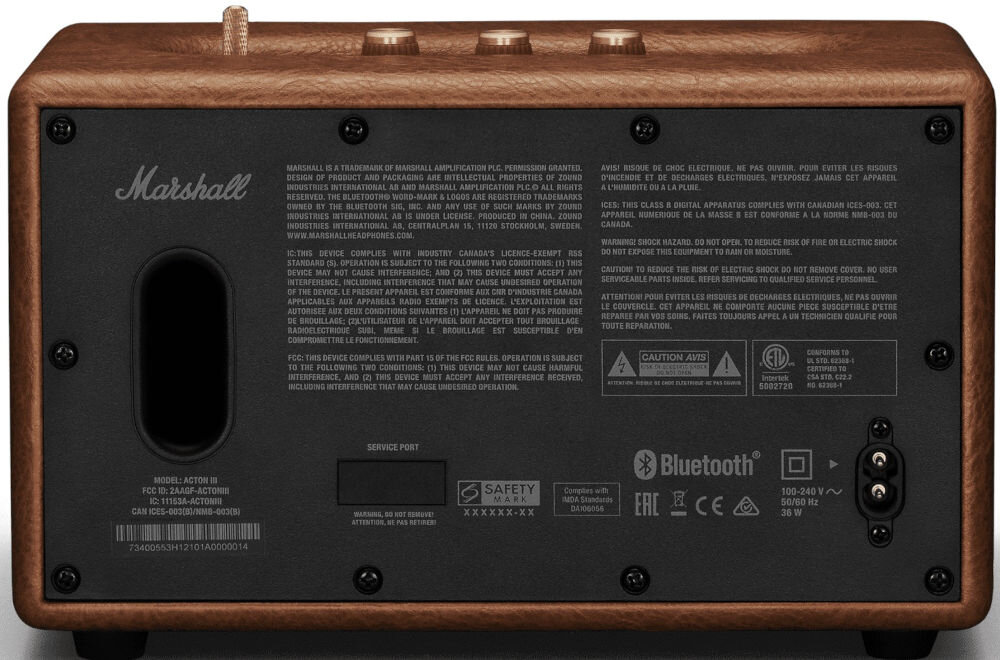 Głośnik mobilny MARSHALL Acton III  - złącza