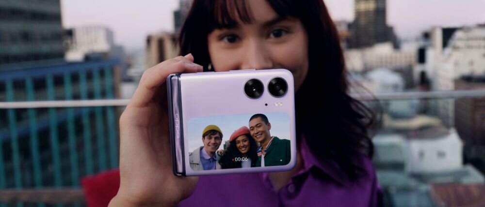 Smartfon OPPO Find N2 Flip ekran bateria aparat procesor ram pamięć pojemność rozdzielczość zdjęcia filmy opis dane cechy blokady system łączność wifi bluetooth obudowa szkło odporność porty muzyka transfer sieć przekątna matryca waga czujniki oled amoled ips