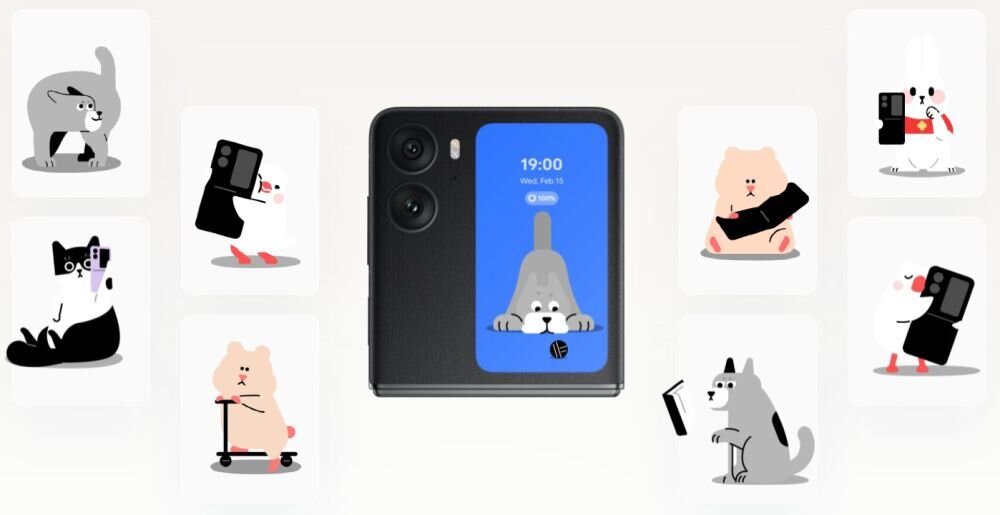Smartfon OPPO Find N2 Flip ekran bateria aparat procesor ram pamięć pojemność rozdzielczość zdjęcia filmy opis dane cechy blokady system łączność wifi bluetooth obudowa szkło odporność porty muzyka transfer sieć przekątna matryca waga czujniki oled amoled ips