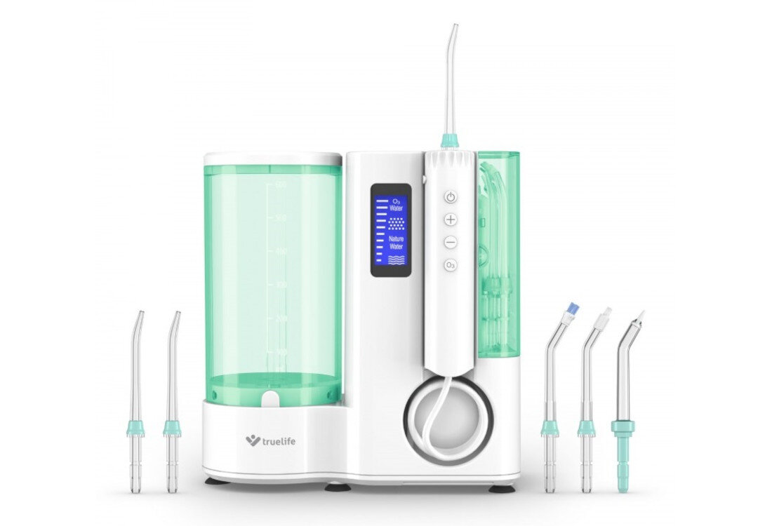 Irygator TRUELIFE AquaFloss Station O300 Ozone Biały 6 specjalnych zadań sześć wymiennych dysz wszystko w jednym urządzeniu