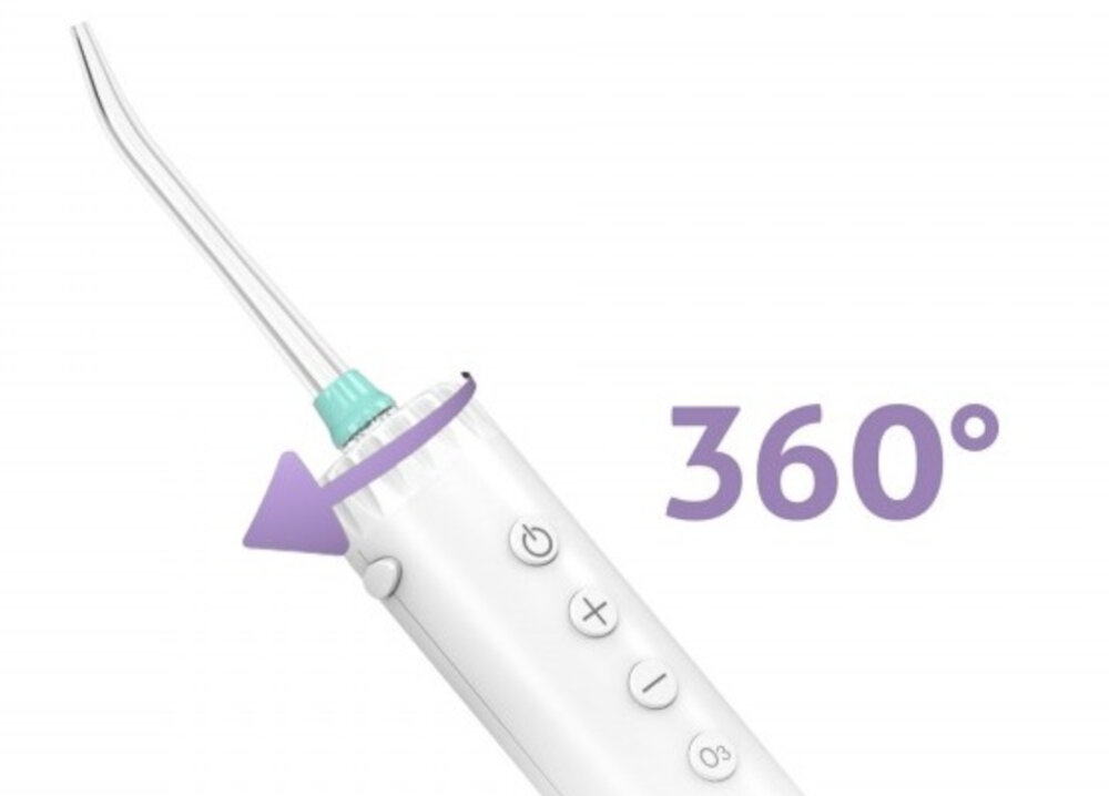 Irygator TRUELIFE AquaFloss Station O300 Ozone Biały Głowica, która sięga dalej Obrotowa o 360° głowica  ułatwienie czyszczenie precyzyjnie kierować strumień wody
