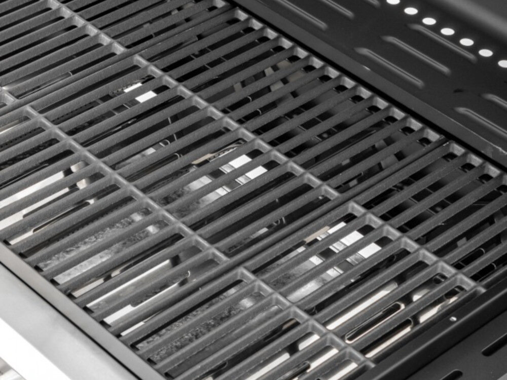 Grill gazowy MIRPOL Brenner G4 4 palniki gazowe żeliwny ruszt prostokątny kształt powierzchnia 60,5x38,5 cm