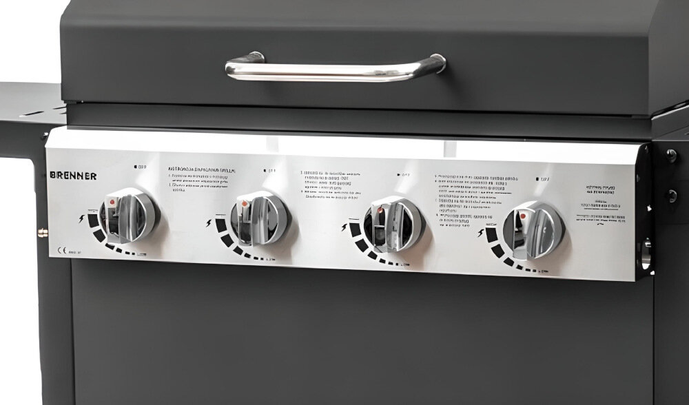 Grill gazowy MIRPOL Brenner G4 poręczne pokrętła moc do 10,5 kW