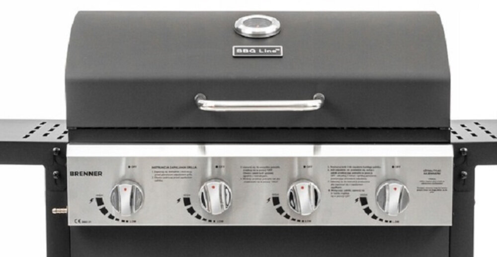 Grill gazowy MIRPOL Brenner G4 pokrywa utrzymuje optymalną temperaturę idealnie wysmażone potrawy chroni okolice grilla przed nadmiarem dymu solidna konstrukcja trwałość urządzenia