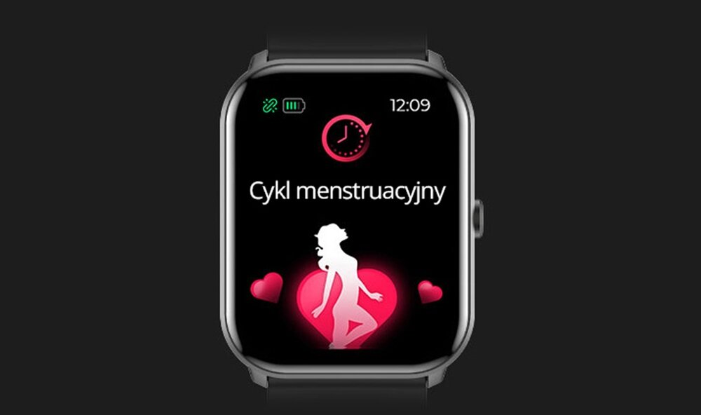 Smartwatch MAXCOM FW36 Aurum SE wyświetlacz dopasowanie tarcza zdrowie saturacja krwi ciśnienie krwi sen monitoring oddech cykl menstruacyjny powiadomienia wiadomości alarmy jakość tryby sportowe długa praca