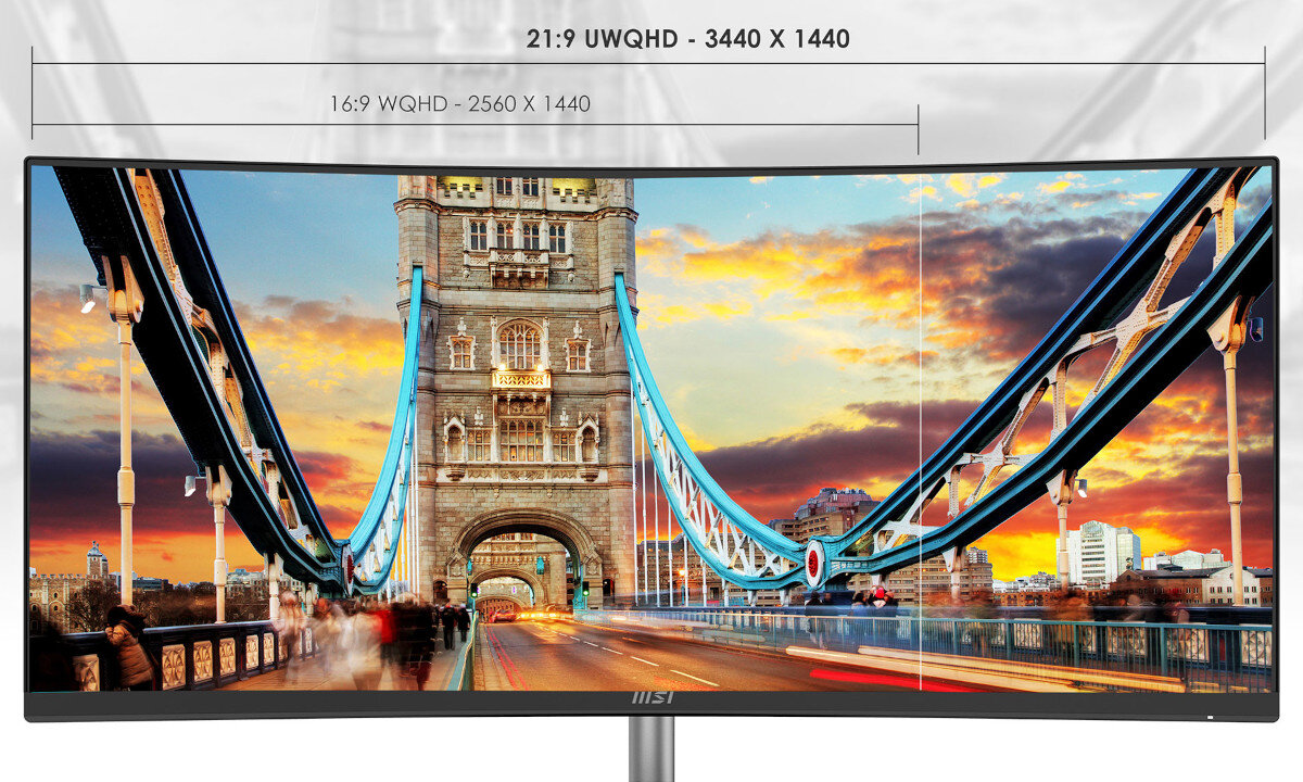 Monitor MSI Pro MP341CQ ekran przekątna rozdzielczość szerokość wielkość