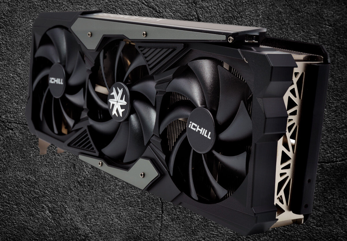 Karta graficzna INNO3D GeForce RTX 4070 Ti iChill X3 12GB DLSS 3 chłodzenie wentylator radiator temperatura