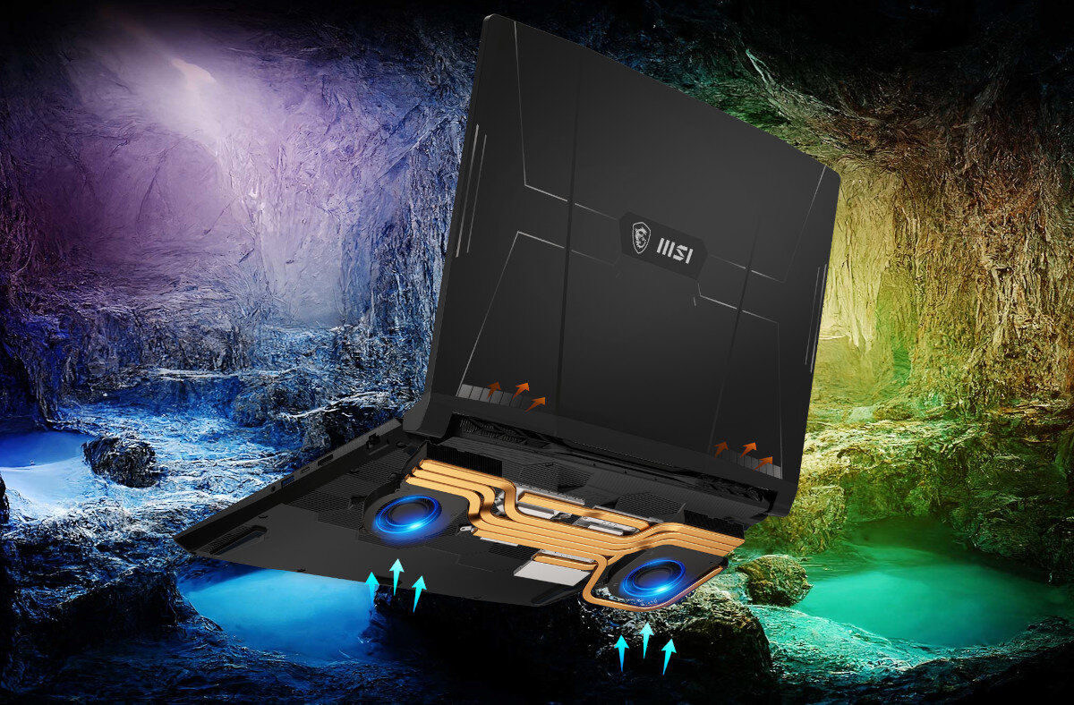Laptop MSI Crosshair C12VG-246PL chłodzenie wentylatory ciepłowody temperatura głośność