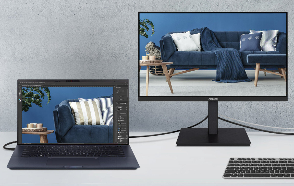 Monitor ASUS VA27ECPSN hub USB-C ładowanie moc