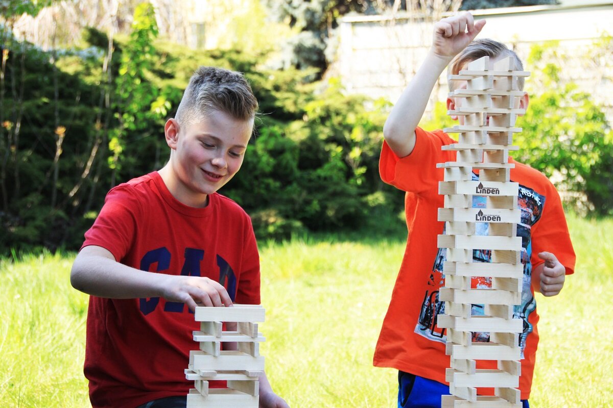 Klocki drewniane LINDENWOOD Linden Wspólna zabawa jakość trwałość Edukacja rozwój umiejętności Bezpieczne dla dzieci Bezpieczne dla środowiska