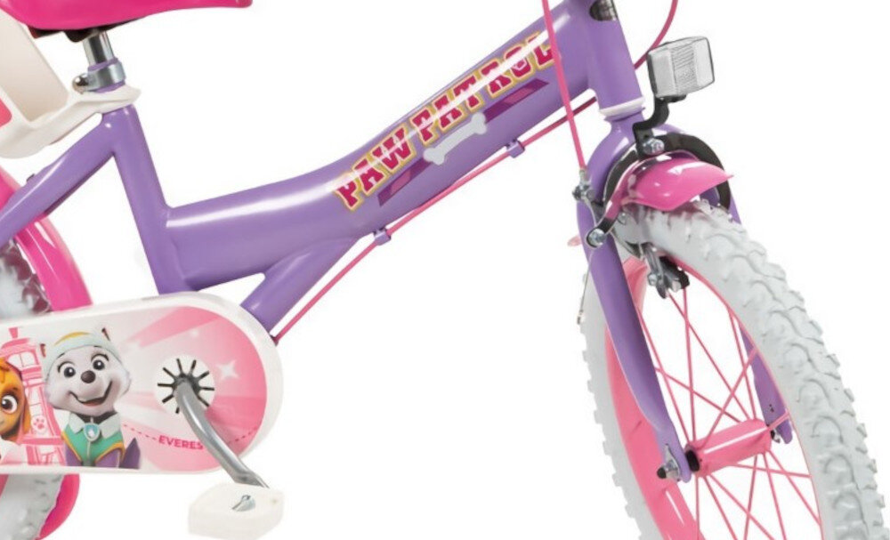 Rower dziecięcy NICKELODEON Psi Patrol 16 cali dla chłopca w fioletowej kolorystyce postacie z Psiego Patrolu