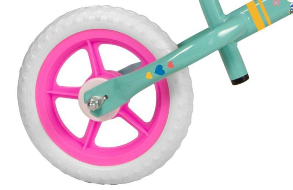 Rowerek biegowy TOIMSA Świnka Peppa TOI198 Zielono-różowy szerokie rozstawienie kółek kółka 10-calowe piankowe utrzymywanie równowagi