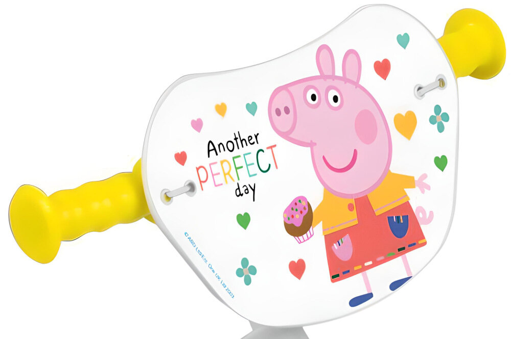 Rowerek biegowy TOIMSA Świnka Peppa TOI198 Zielono-różowy regulowana kierownica standardowe uchwyty zabezpieczają ręce przed ześlizgnięciem się na boki kolorowa plakietka ze Świnką Peppą