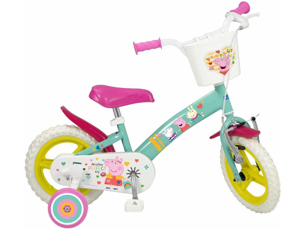 Rower dziecięcy TOIMSA Świnka Peppa 16 calidla chłopca w zielonej kolorystyce Świnka Peppa