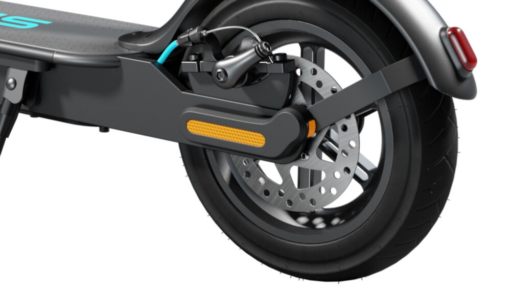 Hulajnoga elektryczna MOTUS Scooty 10 Lite Turkusowy tylny hamulec tarczowy swiatla migaja pulsacyjnie kierunkowskazy