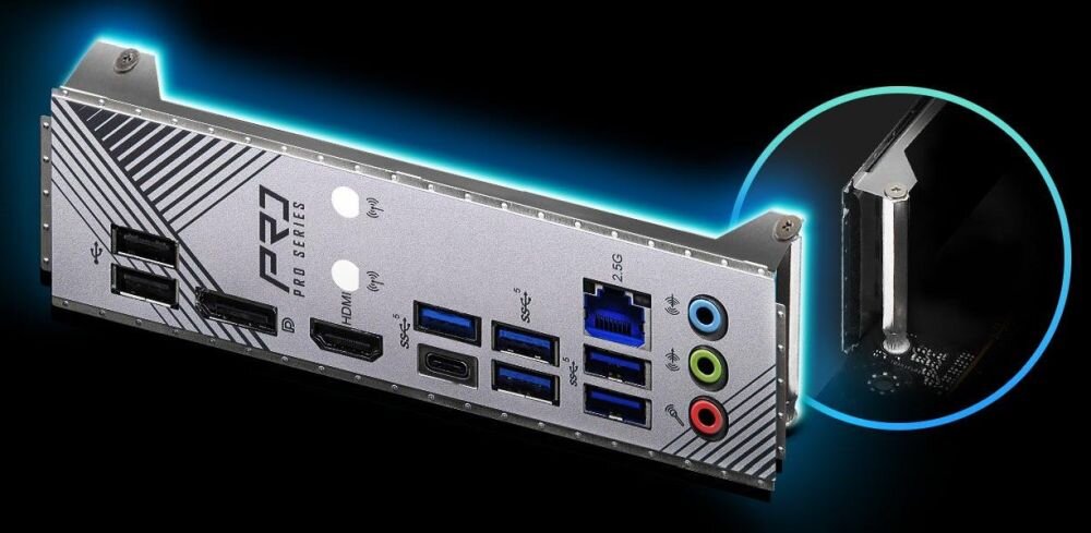 Płyta główna ASROCK B760 Pro RS D4 - Preinstalowana osłona portów WE/WY