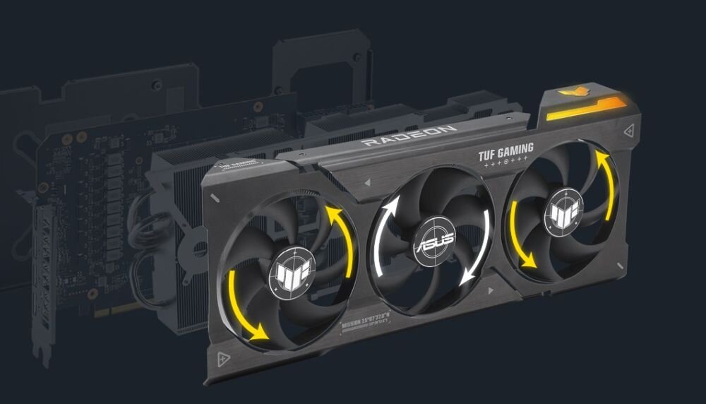 Karta graficzna ASUS TUF Gaming Radeon RX 7900 XTX OC Edition 24GB - Formacja wentylatorów