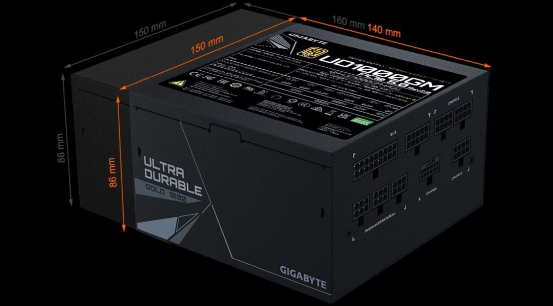 Zasilacz GIGABYTE UD1000GM - Niewielki rozmiar