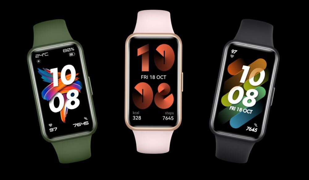 Smartband HUAWEI Band 7 ekran bateria czujniki zdrowie sport pasek ładowanie pojemność rozdzielczość łączność sterowanie krew puls rozmowy smartfon aplikacja 