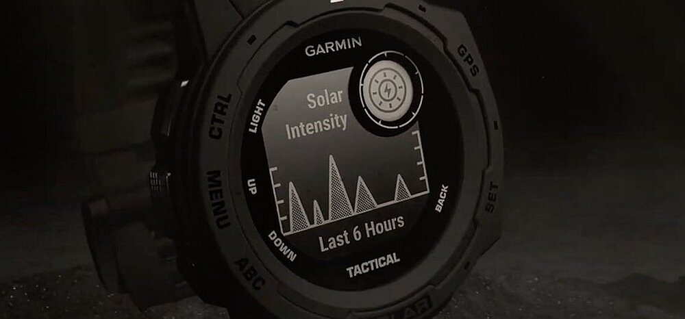 Zegarek sportowy GARMIN Instinct Solar bateria zasilanie ładowanie panele słoneczne fotowoltaika