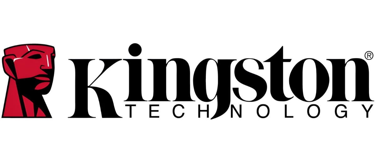 Logo Kingston Technology z czerwonym profilem głowy po lewej stronie i czarnym napisem \'Kingston Technology\'.