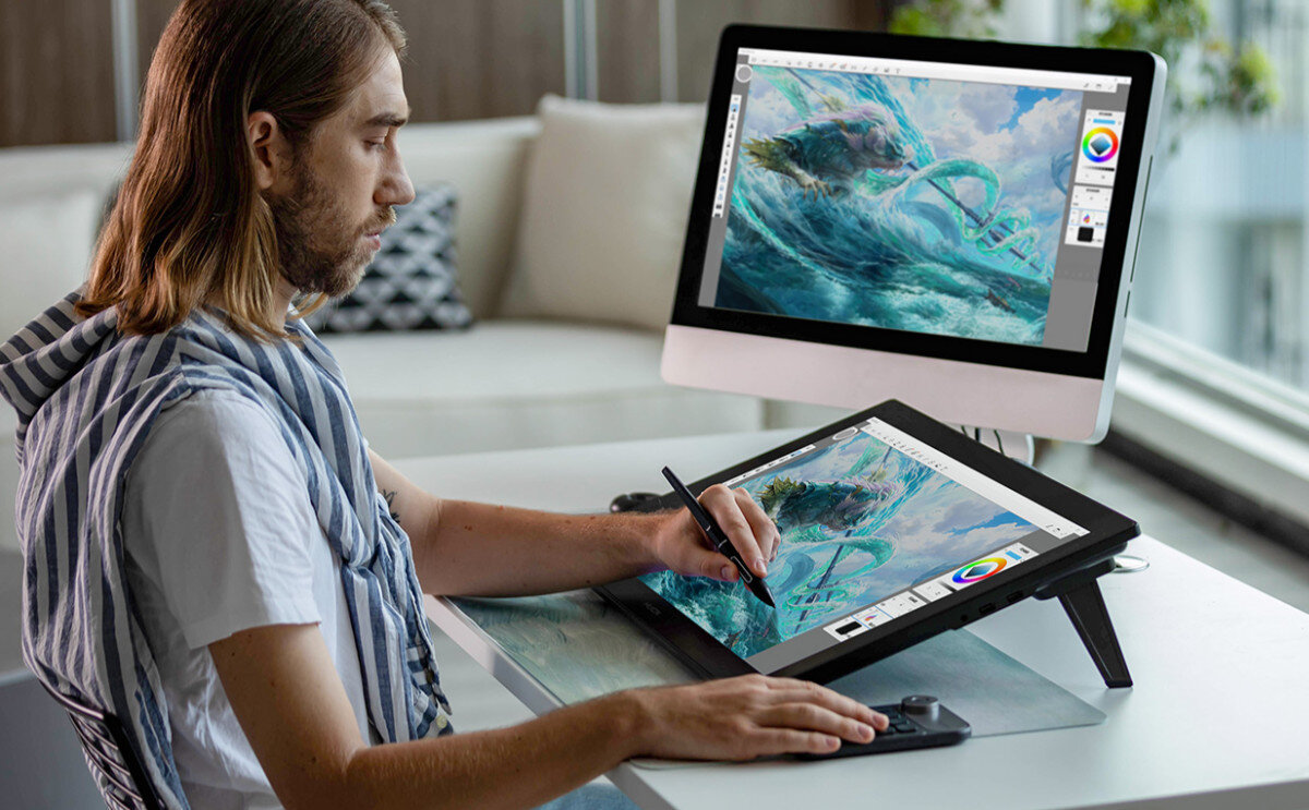 Tablet graficzny HUION Kamvas Pro 24 4K zastosowanie mobilność cechy