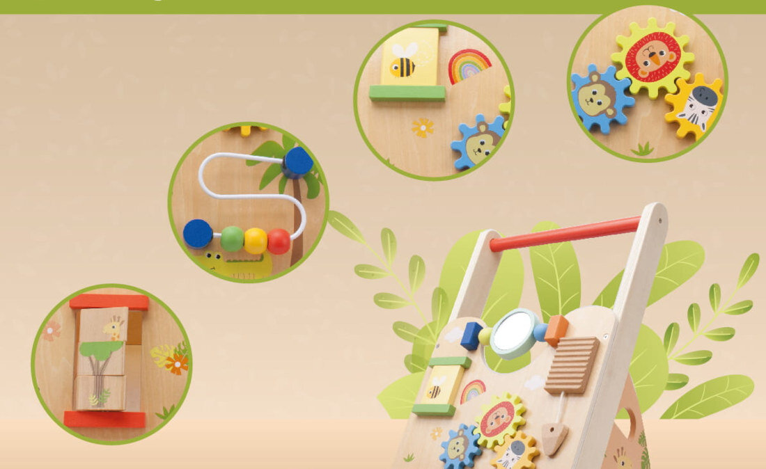 Pchacz dla dziecka SUN BABY E01.073.0.1 kolorystyka i atrakcyjne elementy