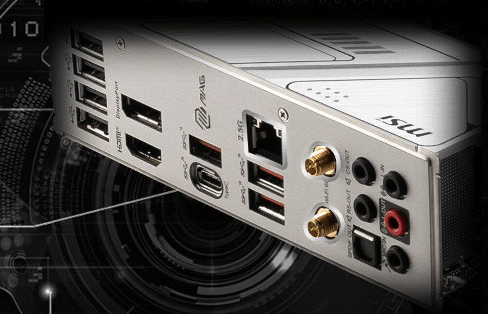 Płyta główna MSI MAG B760M Mortar WiFi złącza porty wejścia podłączenie