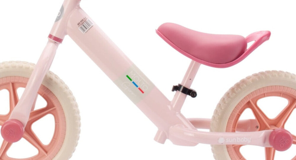 Rowerek biegowy SUN BABY Molto Giro Różowy rama 5,5-calowa z wysokiej jakości stali błyszczący lakier w kolorze różowym lekki waga 3 kg