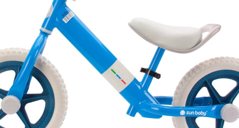 Rowerek biegowy SUN BABY Molto Giro Niebieski rama 5,5-calowa z wysokiej jakości stali błyszczący lakier w kolorze niebieskim lekki waga 3 kg