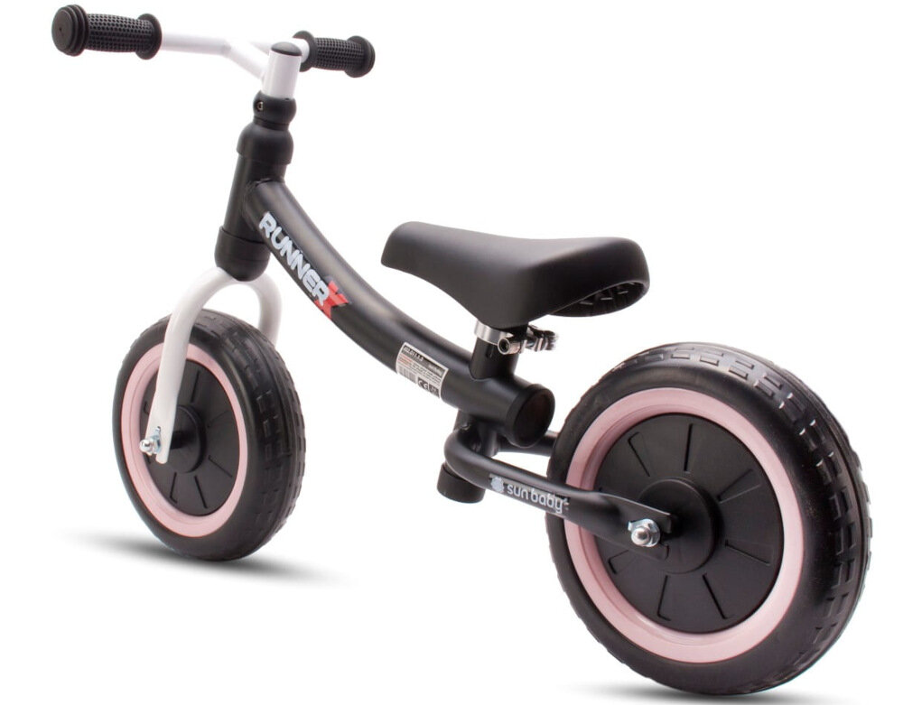 Rowerek biegowy SUN BABY Runner X Czarno-rozowy - design