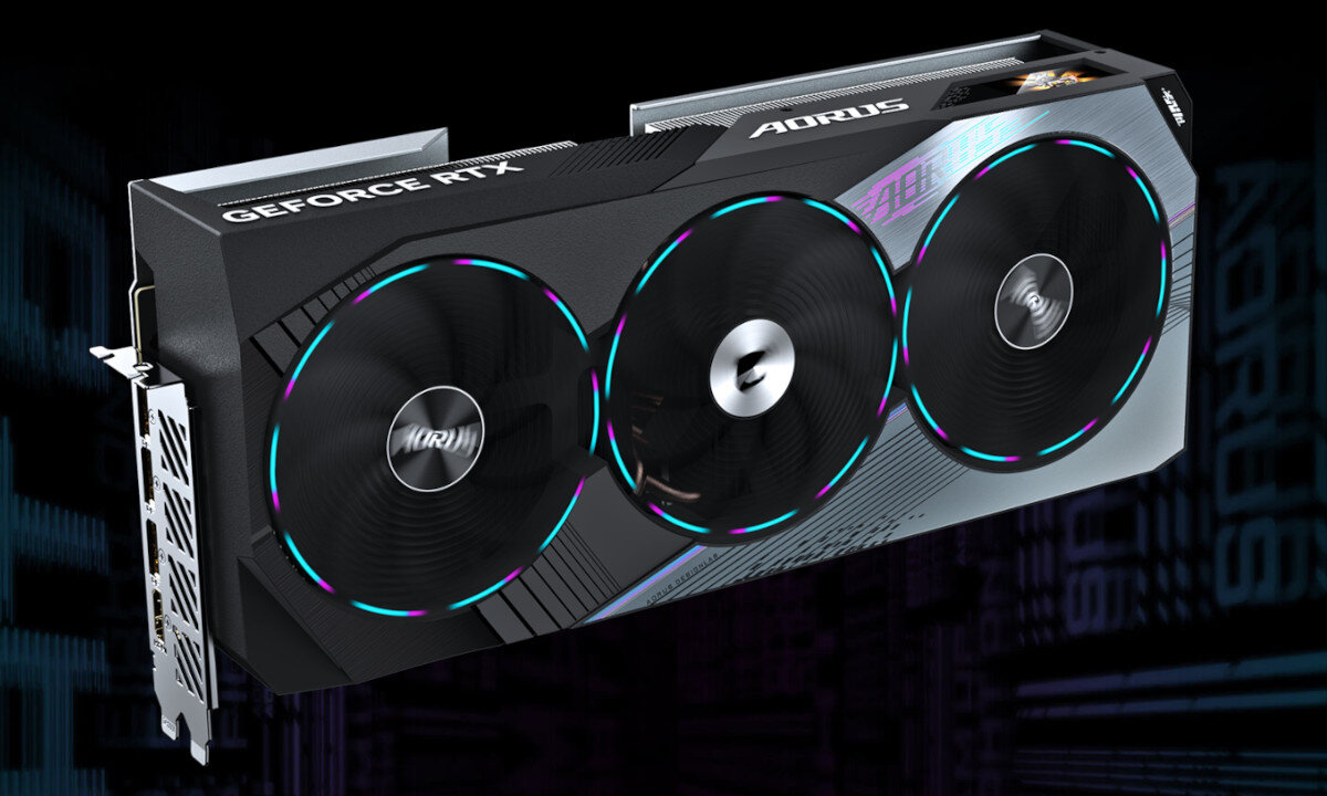 Karta graficzna GIGABYTE Aorus GeForce RTX 4070 Ti Master 12GB DLSS 3 chłodzenie radiator wentylatory ciepłowody temperatura