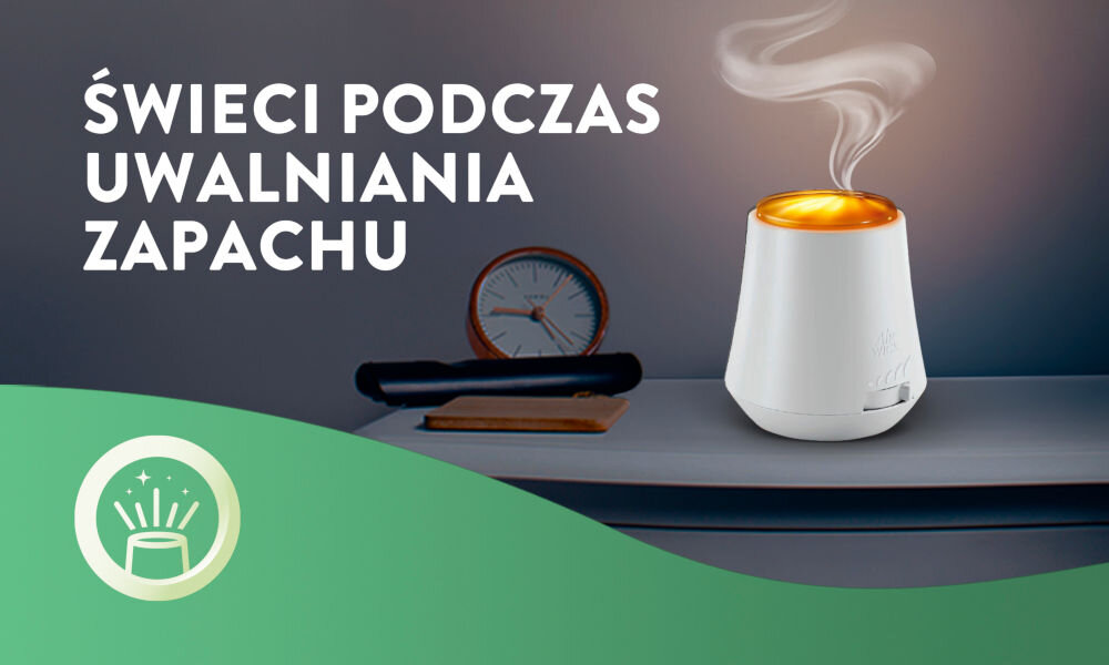 Odświeżacz powietrza AIR WICK Szczęście Aromatyczna Mgiełka Ananas, brzoskwinia i dzika mięta 20 ml świeci podczas uwalniania zapachu