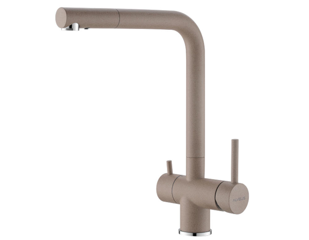 ALVEUS Aquila 1139807 bateria zlewozmywak wysokociśnieniowa dwudźwigniowa wygoda cermiczna głowica stojąca mosiądz korpus trwałość stabilność kolor charakter elegancja