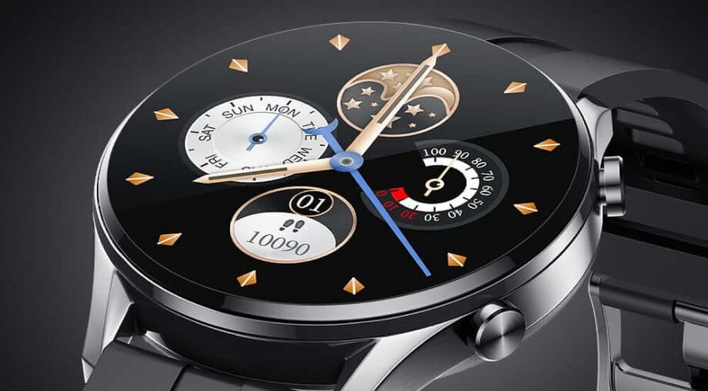 Smartwatch MAXCOM FW54 Iron ekran bateria czujniki zdrowie sport pasek ładowanie pojemność rozdzielczość łączność sterowanie krew puls rozmowy smartfon aplikacja 