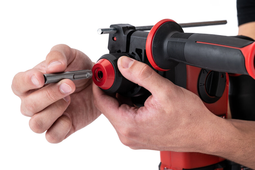 Młotowiertarka EINHELL Herocco ZS 5.2Ah uniwersaly uchwyt narzedziowy SDS-plus zpolautomatycznym montazem bez koniecznosci uzywania dodatkowych narzedzi