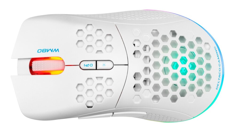 Mysz DELTACO Gam-120 RGB Mysz lekkość przewodowa bezprzewodowa podświetlenie działanie konstrukcja przyciski konfiguralne sensor optyczny połączenie rozgrywka komfort