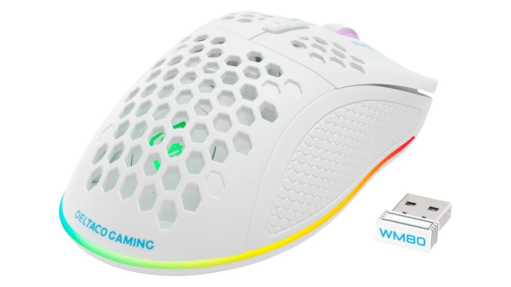 Mysz DELTACO Gam-120 RGB Mysz lekkość przewodowa bezprzewodowa podświetlenie działanie konstrukcja przyciski konfiguralne sensor optyczny połączenie rozgrywka komfort