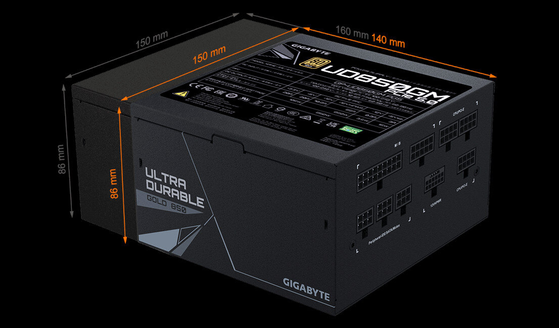 Zasilacz GIGABYTE UD850GM - Niewielki rozmiar