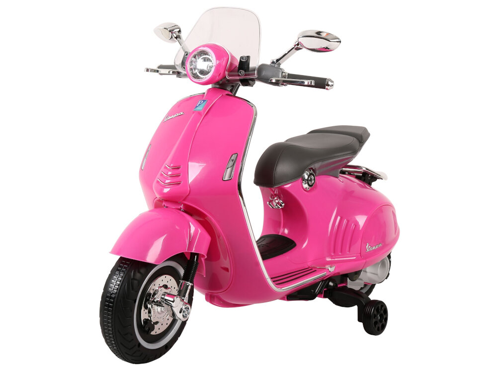 Motorek elektryczny SUN BABY Scooter Vespa Różowy design inspirowany klasyczna Vespa rozowy skuter elektryczny stylowy praktyczny rozwija zdolnosci motoryczne uczy rownowagi niezaleznosc swoboda poruszania sie