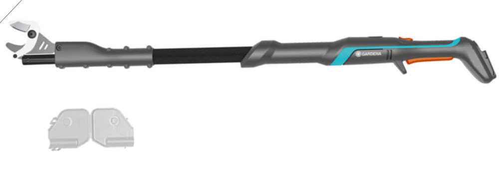 Nożyce do gałęzi GARDENA 14772-55 akumulatorowe w zestawie teleskopowy trzonek osłona ostrza instrukcja obsługi w języku polskim karta gwarancyjna bez akumulatora i ładowarki