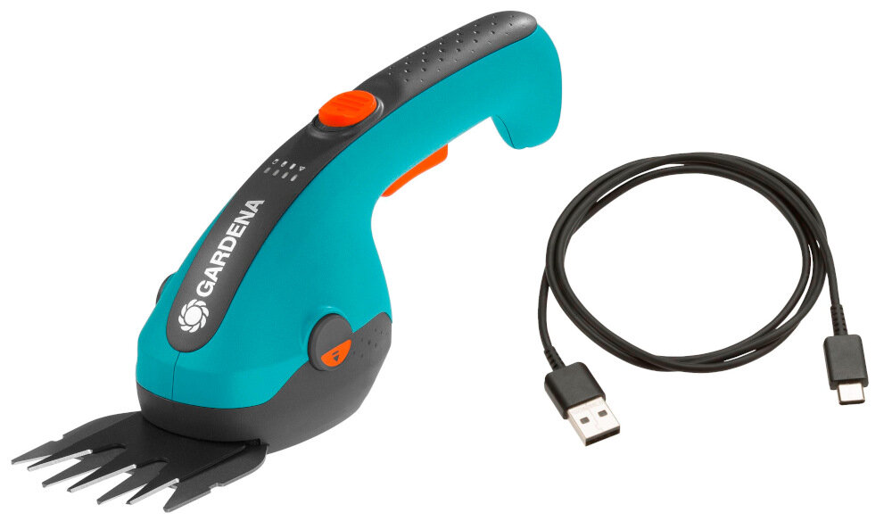 Nożyce do trawy GARDENA ClassicCut Li 9884-20 w zestawie akumulator przewód USB-C dokumentacja